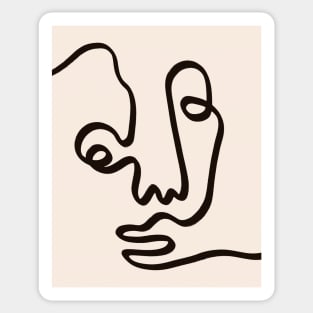 One Line Figurative Face Minimal art Sticker